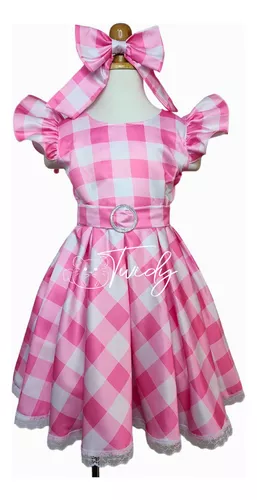 Vestido de Niña de Barbie + Vincha IMPORTADO