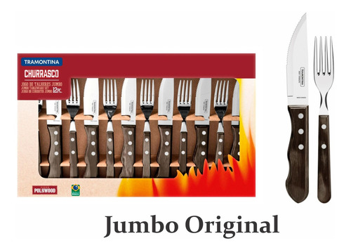 Faqueiro Churrasco Jumbo Tramontina 24 Pçs Polywood Castanho