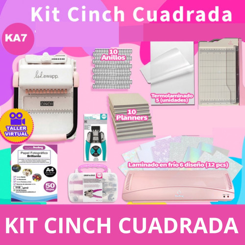 Encuadernadora Cinch Rosa, + Kit Laminadora  Ka7