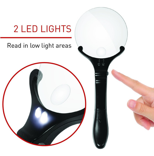 Securityman Lupa De Mano Con Luz (2 Led Brillantes) - Lente