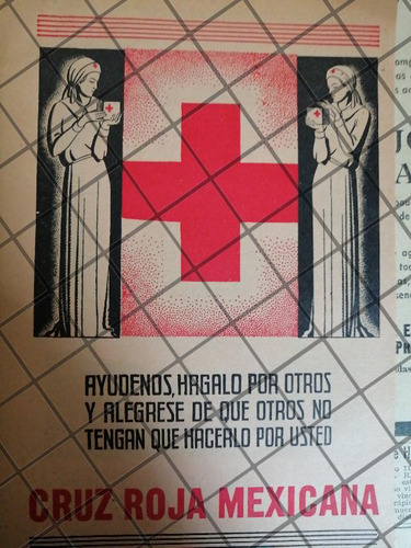 Afiche Antiguo . Cruz Roja 1940s /956