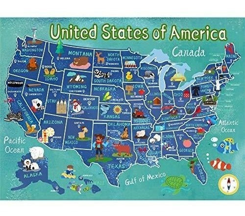 Rompecabezas De Madera Con Mapa De Estados Unidos Para ...