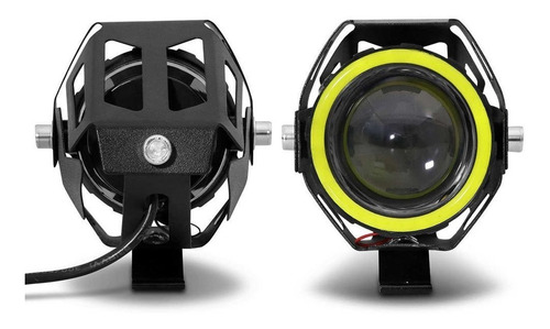 Imagem 2 de 4 de Par Farol Milha Led Moto U7 Angel Eyes Nevoeiro Universal
