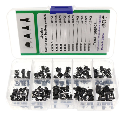 100 Piezas Interruptor De Botón Táctil Interruptor Táctil