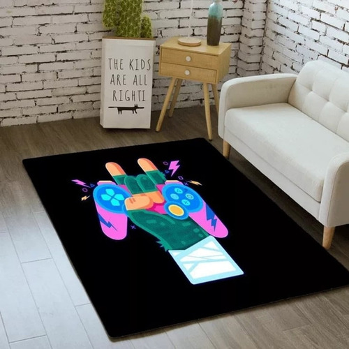 Imagen 2 de 2 de Alfombra De Piso Para Habitación Gamer Retro 150 X 90 Cm