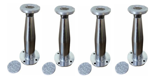 Kit 04 Pé De Armário Alumínio 15cm Para Móveis Com Regulável