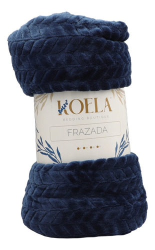 Frazada-cobija Braid Matrimonial Ultra Suave Y Calientita Color Azul Marino Diseño Liso