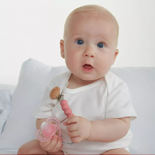 Prendedor De Chupeta Silicone E Bambu Bebê Buba Macio
