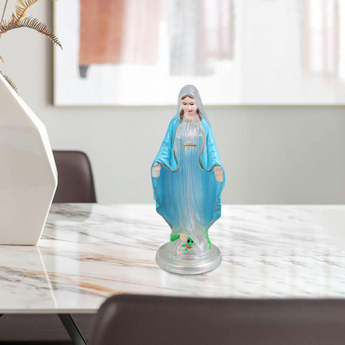 Madre Virgen María Estatuilla 10cm Abrigo Azul Claro
