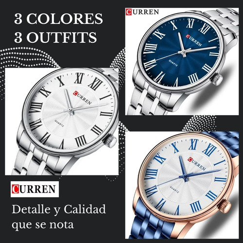 Reloj Hombre Analógico Acero Inox Clasico Vintage Curren8422
