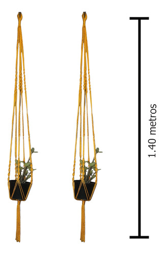 2 Macetero Colgante Macrame Par Decorartivo Portamaceta Amarillo