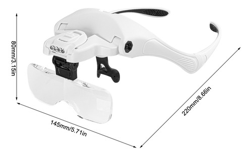 Lupa Para Diadema Iluminada Con Led, 5 Lentes Desmontables