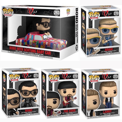 U2 Bono, Edge, Larry, Adam + Bono Con Carro 5 Pack Funko