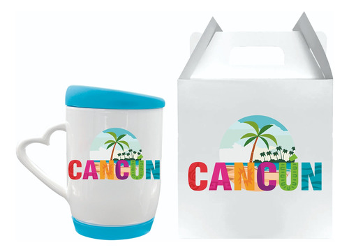 Taza Blanca Asa De Corazón Cancún Palmeras