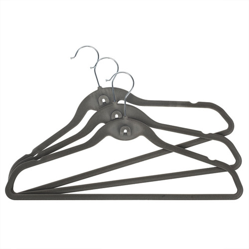 Imagem 7 de 8 de 50 Cabides Slim Finos Veludo Antideslizantes Cinzas Begônia