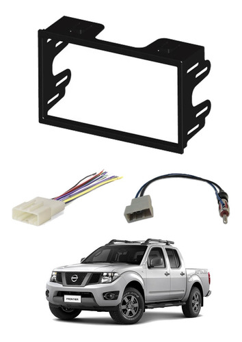 Kit Moldura 2 Din+chicote+adaptador Nissan Frontier 13/16