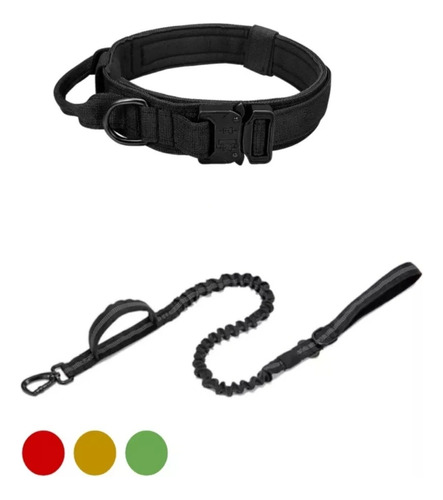 Collar + Correa Táctica. Perro L 43 A 50 Cm Cinturón Segurid