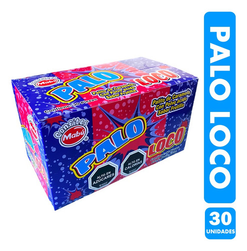 Palo Loco - Palito Con Dulce Ácido De Frutilla(caja Con 30u)