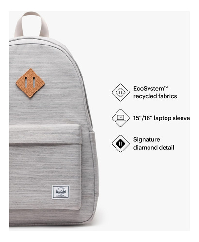 Herschel Heritage: Mochila Rayada Gris Claro, Talla Única