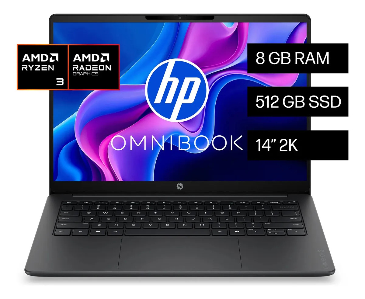 Notebook HP OmniBook 3 14-hy0030la AMD Ryzen 3 8gb Ram 512gb SSD Windows 11 Home