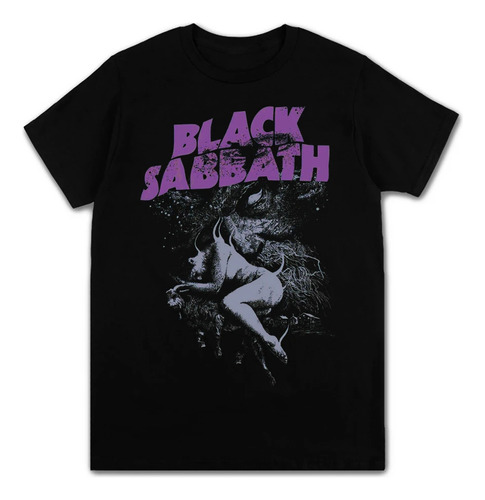 Camiseta Negra De Banda De Metal Rock Casual Con Estampado
