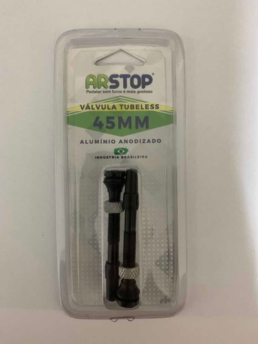 Par Valvula Arstop Tubeless 45mm Removivel Preta Pneu Bike