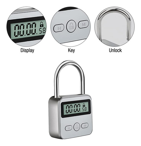 Temporizador Digital Lock Box Lcd Temporizador Argênteo