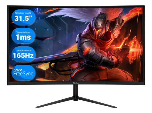 Monitor Gamer Curvo Kolke 31,5 Full Hd 165hz 1ms Freesync Color Negro