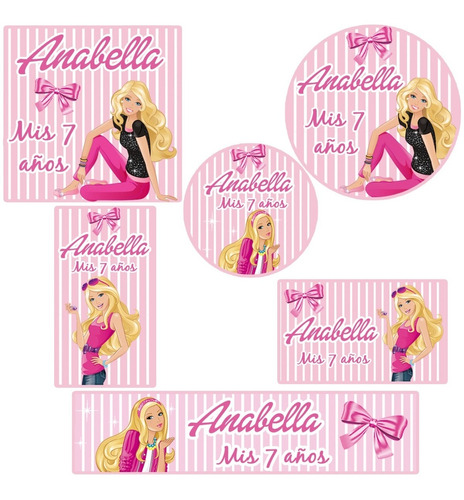 Kit 144 Stickers Barbie Girl Rosa  Troquelados Candy Bar