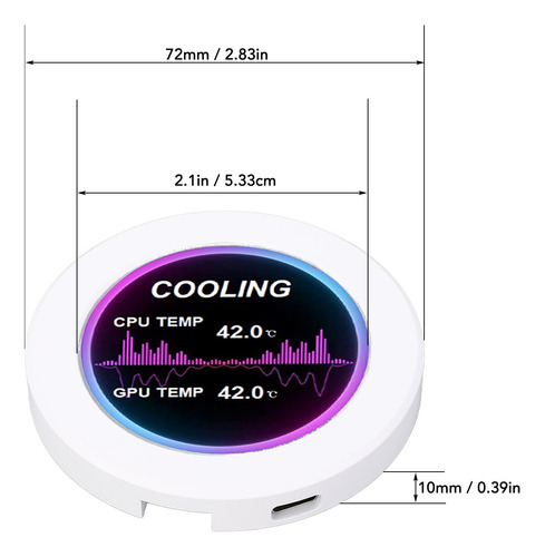 Pantalla Lcd Redonda De 2,1 Pulgadas Con Rotación De 360 Gra