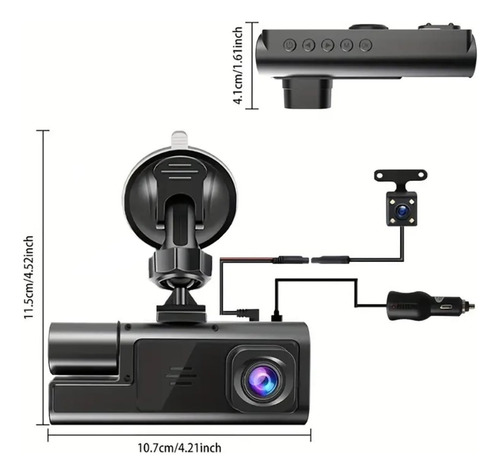Cámara Automóvil Carro/camioneta Seguridad Dashcam 3 Lentes
