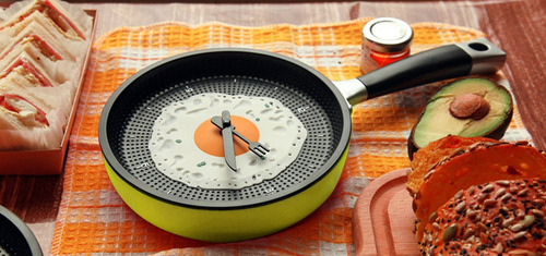 Imagen 9 de 12 de Sartén Huevo Moderno Reloj Cubiertos Cocina