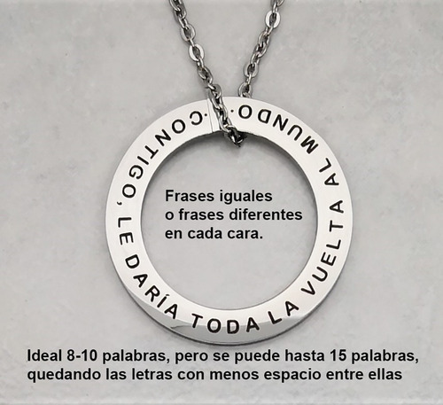 Collar Dije Circulo Personalizado Grabado Láser M1029