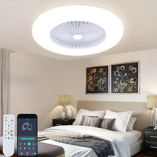 Ventilador Techo Aspa Luz Moderno Perfil 24  Led Inteligente