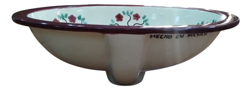 Lavabo Tipo Talavera Chico Bouquet Marrón Brillante