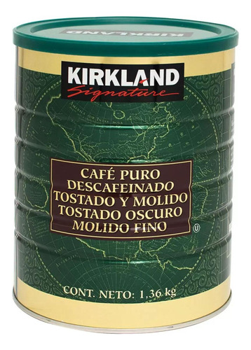 Café Molido Descafeinado Colombiano Tostado Oscuro 1.36 Kg