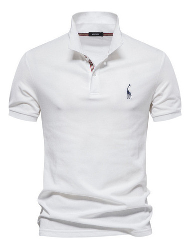 A Camisa Polo De Algodón Bordado Para Hombre Con Solapa