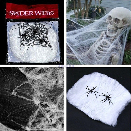 Imagem 4 de 4 de Kit Com 4 Teia De Aranha Decoração Halloween Homem Aranha