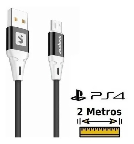 Imagem 1 de 4 de Cabo Carregador Usb V8 Controle Xbox One 2 Metros Micro Usb