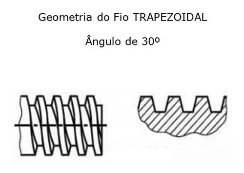 Kit 2x Rosca Trapezoidal Tr16 Direita Esquerda 35cm E Porca Porca Cilindrica