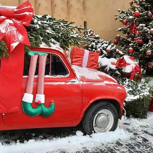 2 Pcs Natal Elfo Santa Pernas Acessórios Do Carro Decoração