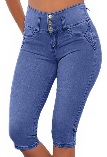 Flamingals Pantalones Capri Mujer Multibotones Skinny Jeans