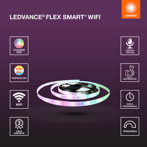 Tira LED Ledvance SMART + WiFi 4,25W/m RGBW 5050 RGBw 2m 127V IP20