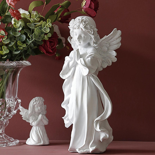 Estatueta De Anjo, Entalhadas À Mão Do Branco 1 30x15cm