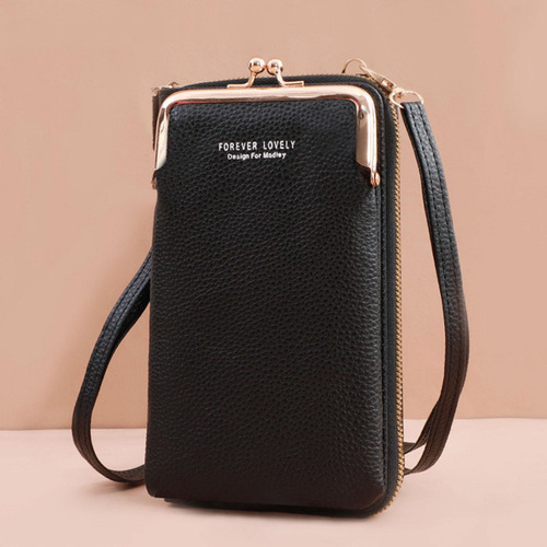 2 Bolso Bandolera Para Teléfono Móvil Monedero Negro