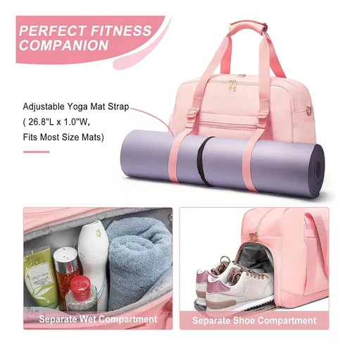 Bolsa deportiva de gimnasio para mujer, bolsas de entrenamiento deportivas  con compartimento para zapatos y bolsillo húmedo, pequeñas bolsas de