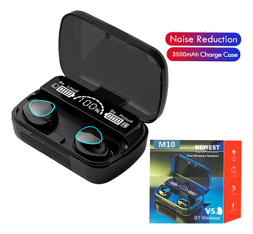 Novos fones de ouvido Bluetooth M10 melhores do que o F9-5 Tws Power Bank! Cor: Preto
