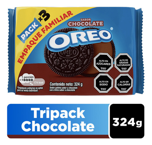 Galletas Oreo ® Tripack Sabor Chocolate 324g