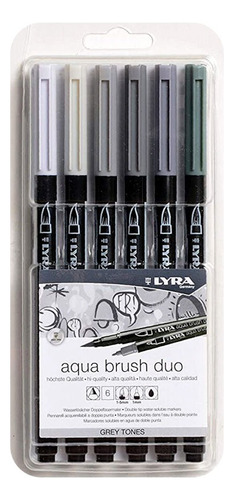 Marcador Lyra Aqua Brush Tonos Grises X6 Serviciopapelero