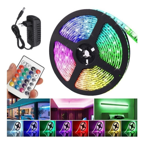 Cinta Luz Tira Led 5mt Rgb Control Luces Cinta Luz Tira Led 5mt Rgb Control Luces